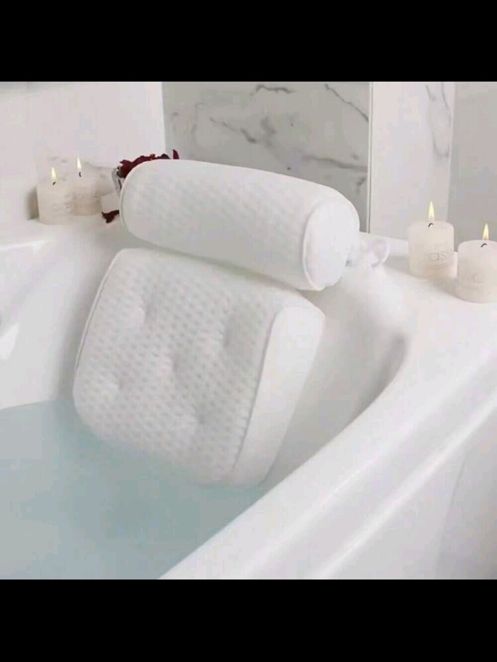 White Bath Pillow with Neck Roll - Home Bath